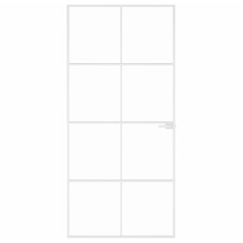 Dør 93x201,5 cm hærdet glas og aluminium hvid