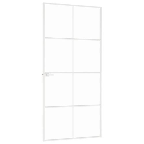 Dør 93x201,5 cm hærdet glas og aluminium hvid