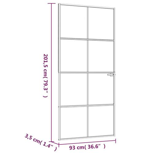 Dør 93x201,5 cm hærdet glas og aluminium hvid