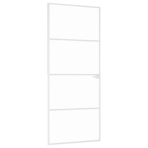 Dør 83x201,5 cm hærdet glas og aluminium hvid