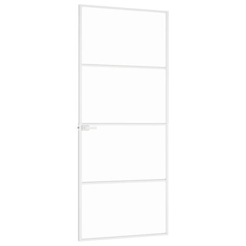 Dør 83x201,5 cm hærdet glas og aluminium hvid