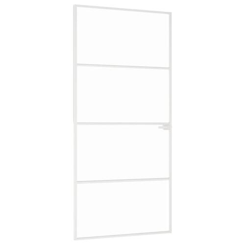 Dør 93x201,5 cm hærdet glas og aluminium hvid