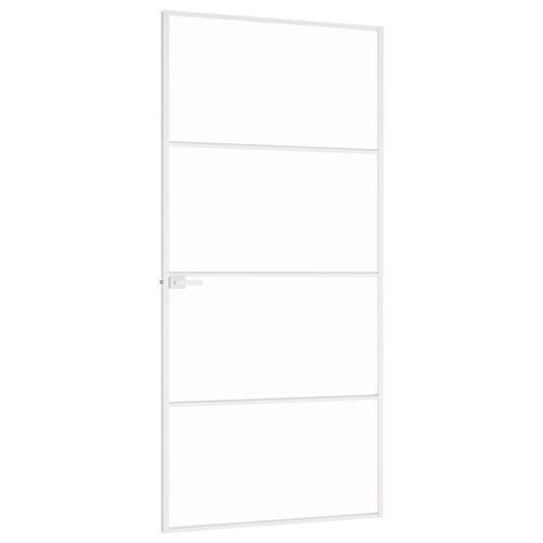 Dør 93x201,5 cm hærdet glas og aluminium hvid