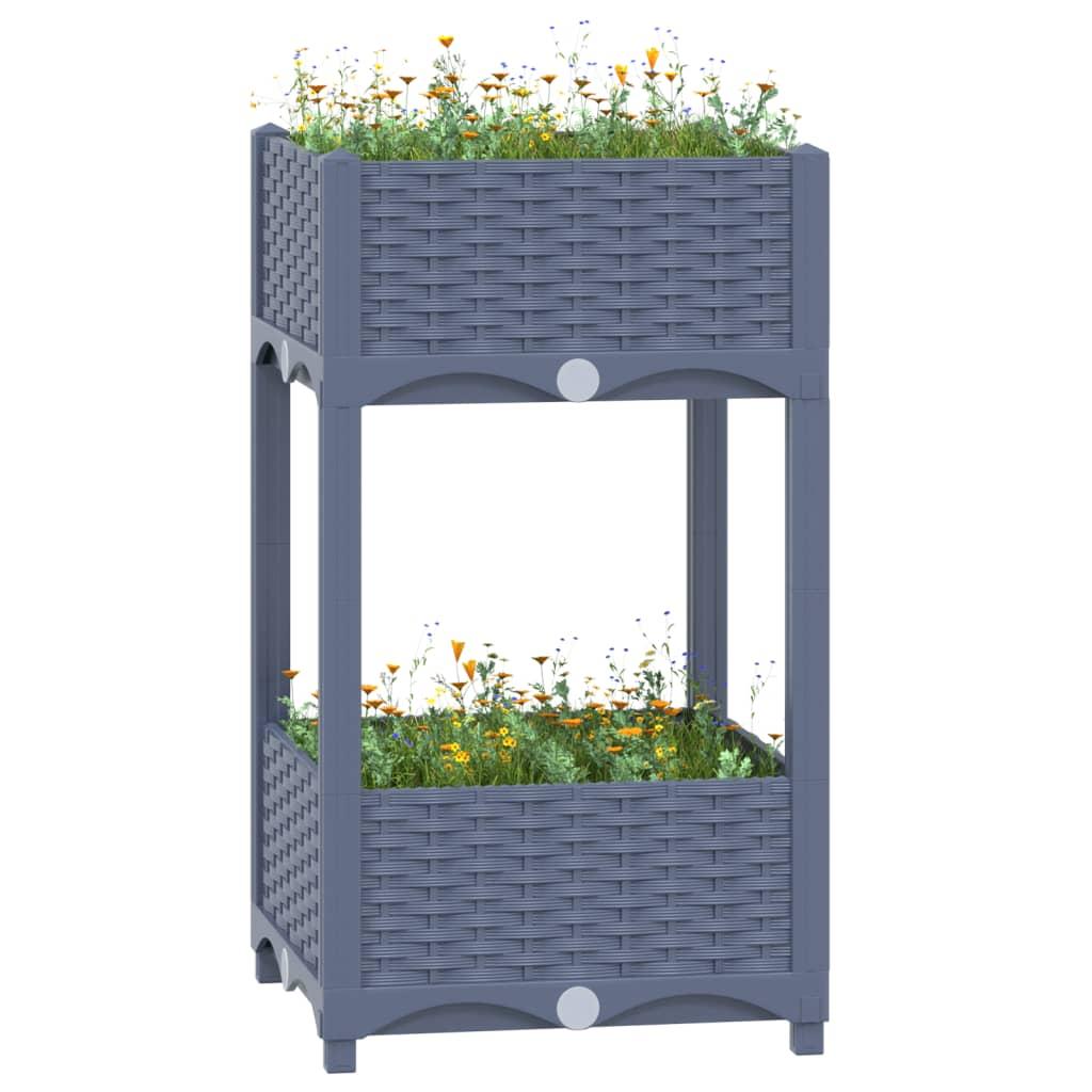 Højbed 40 × 40 × 71 cm - plantekasse i polypropylen, blågrå billede