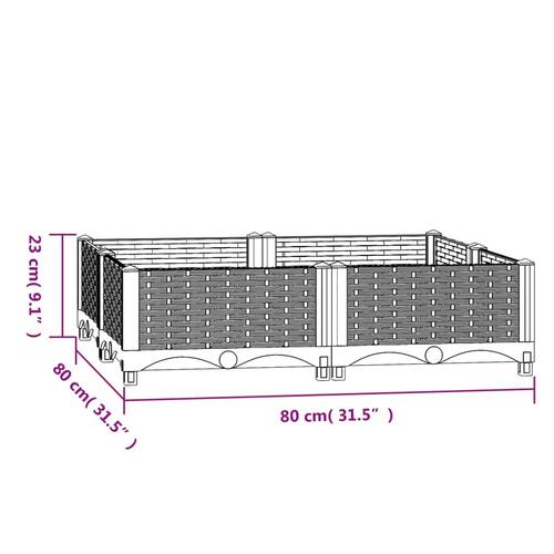 Højbed 80x80x23 cm polypropylen
