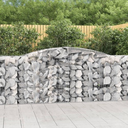 Buet gabionkurv 400×50×100/120 cm i galvaniseret jern - sølv