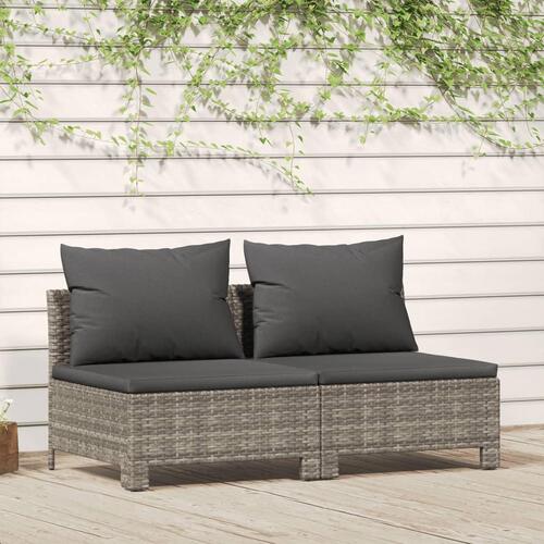 2-personers havesofa med hynde polyrattan grå