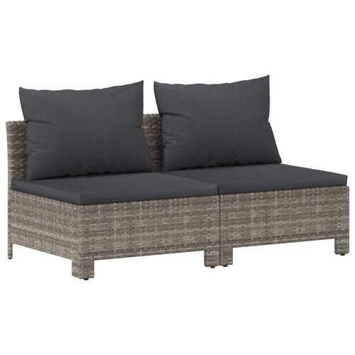 2-personers havesofa med hynde polyrattan grå