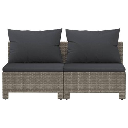 2-personers havesofa med hynde polyrattan grå