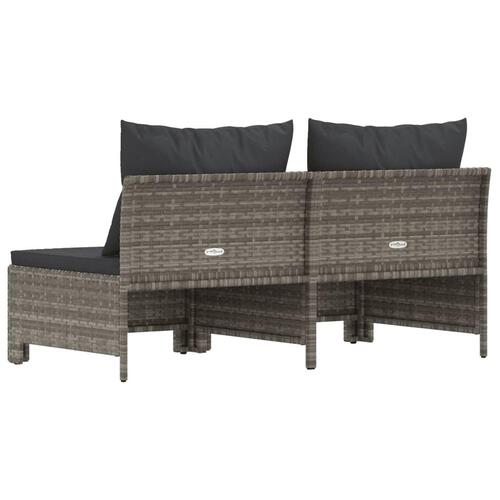 2-personers havesofa med hynde polyrattan grå