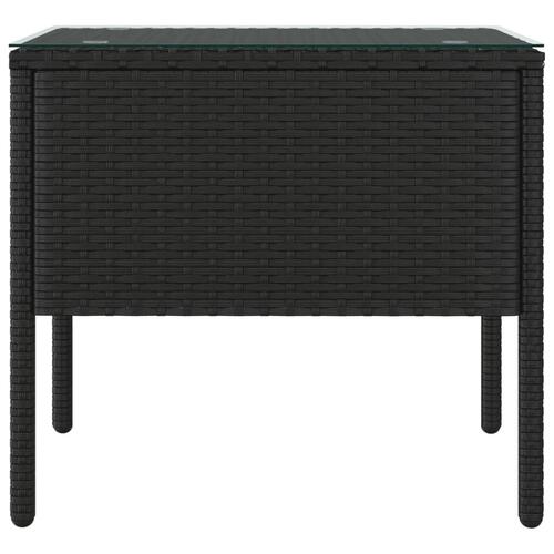 Sidebord 53x37x48 cm polyrattan og hærdet glas sort