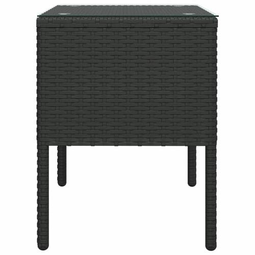 Sidebord 53x37x48 cm polyrattan og hærdet glas sort