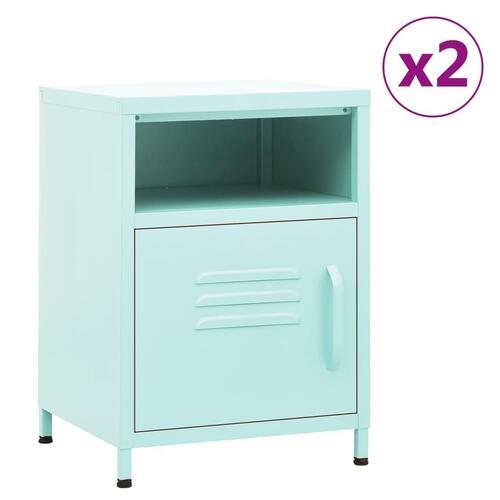 Natborde 2 stk. 35x35x51 cm stål mintgrøn