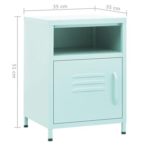 Natborde 2 stk. 35x35x51 cm stål mintgrøn