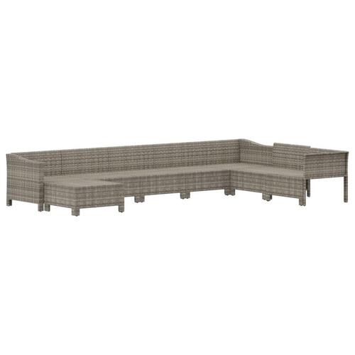 Loungesæt til haven 8 dele med hynder polyrattan grå