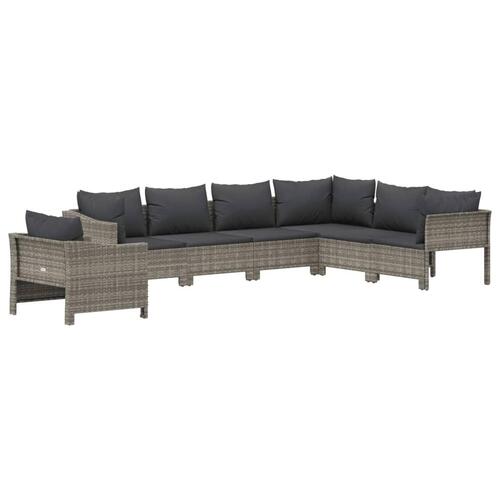 Loungesæt til haven 7 dele med hynder polyrattan grå