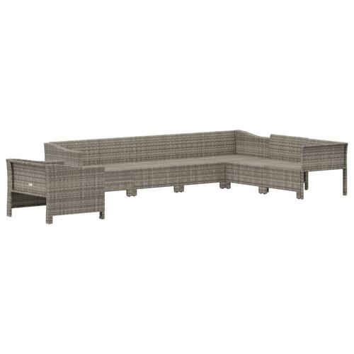 Loungesæt til haven 7 dele med hynder polyrattan grå