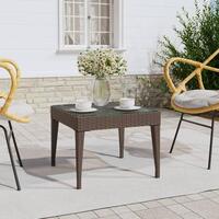 Sidebord 50x50x38 cm polyrattan og hærdet glas brun