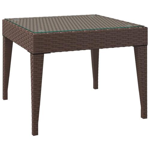 Sidebord 50x50x38 cm polyrattan og hærdet glas brun