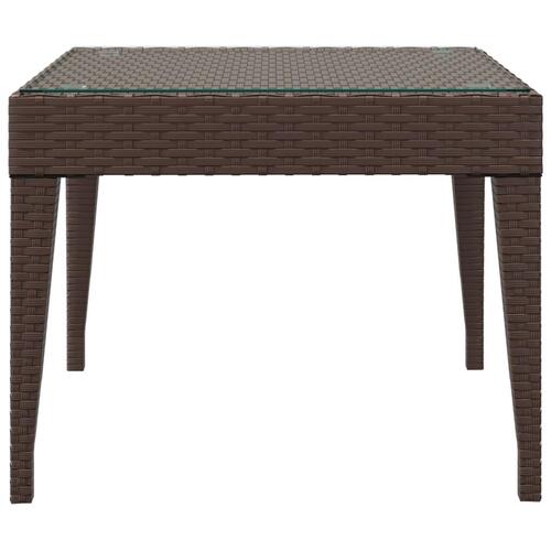 Sidebord 50x50x38 cm polyrattan og hærdet glas brun