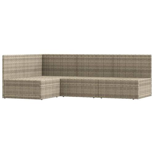 Loungesæt til haven 4 dele med hynder polyrattan grå