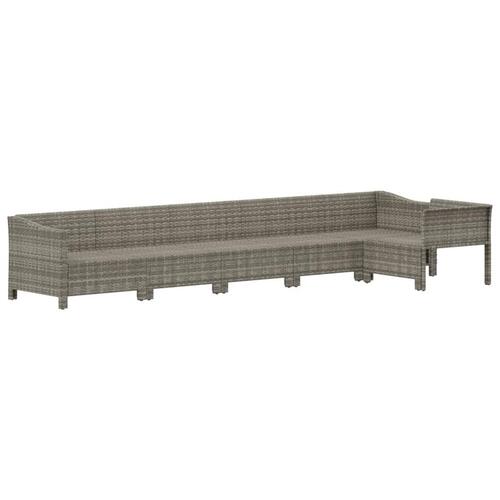 Loungesæt til haven 6 dele med hynder polyrattan grå