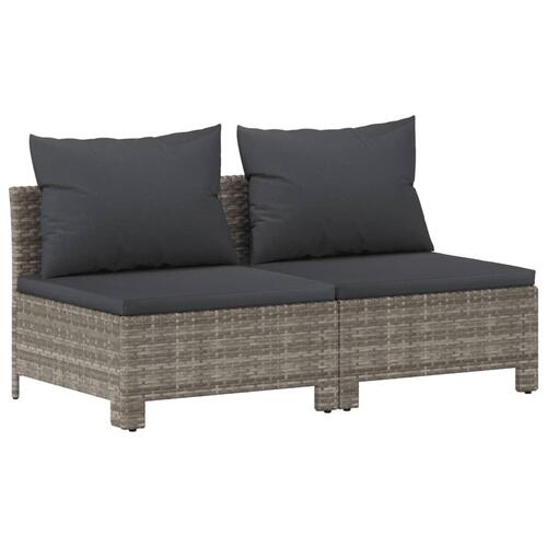 Loungesæt til haven 6 dele med hynder polyrattan grå