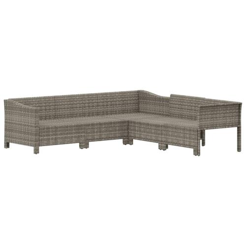 Loungesæt til haven 5 dele med hynder polyrattan grå