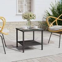 Sidebord 45x45x45 cm polyrattan og hærdet glas sort