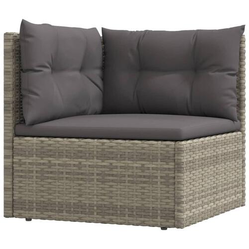 Loungesæt til haven 7 dele med hynder polyrattan grå