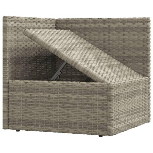 Loungesæt til haven 7 dele med hynder polyrattan grå