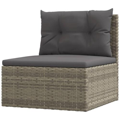 Loungesæt til haven 7 dele med hynder polyrattan grå
