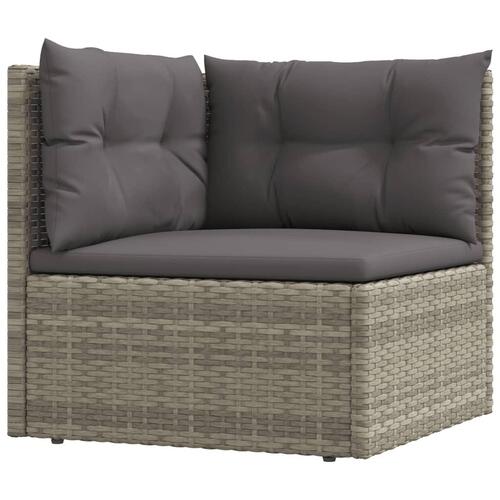 Loungesæt til haven 6 dele med hynder polyrattan grå