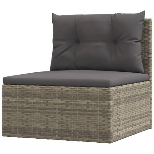 Loungesæt til haven 6 dele med hynder polyrattan grå