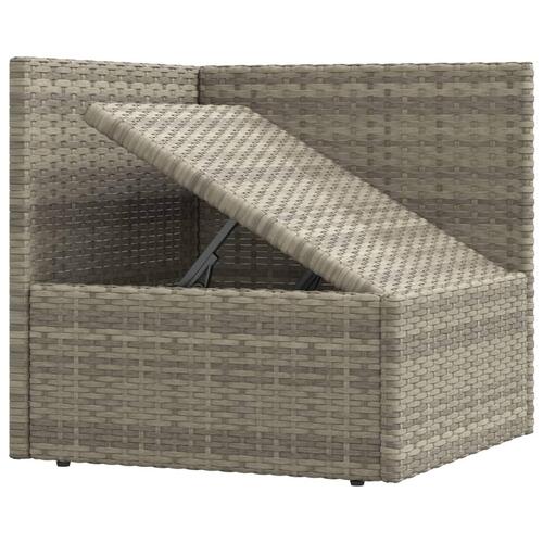Loungesæt til haven 7 dele med hynder polyrattan grå