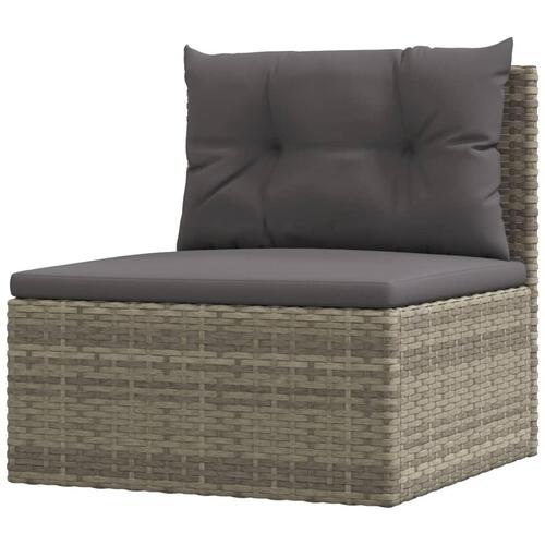 Loungesæt til haven 7 dele med hynder polyrattan grå