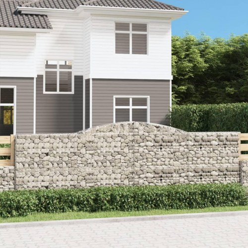 Buet gabionkurv 400×30×120/140 cm - galvaniseret jern