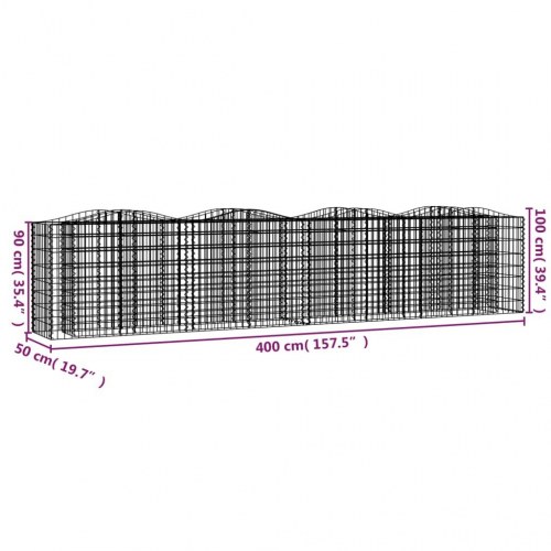 Buet gabion-højbed 400×50×100 cm i galvaniseret jern