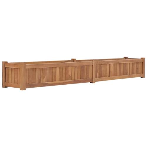 Hævet plantekasse 200x30x25 cm massivt teaktræ