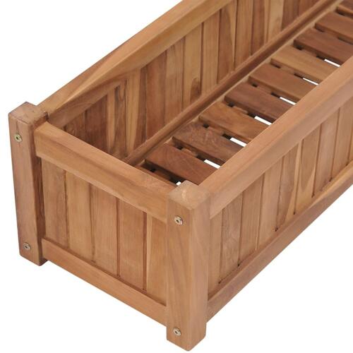 Hævet plantekasse 200x30x25 cm massivt teaktræ