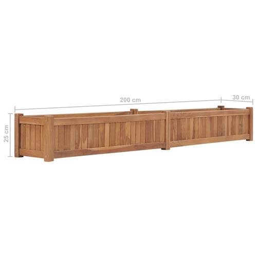 Hævet plantekasse 200x30x25 cm massivt teaktræ