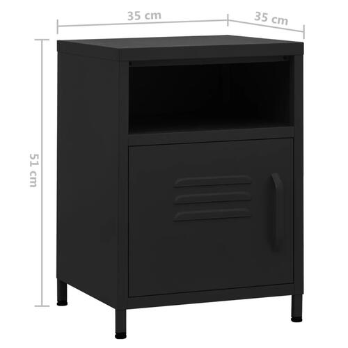 Natborde 2 stk. 35x35x51 cm stål sort