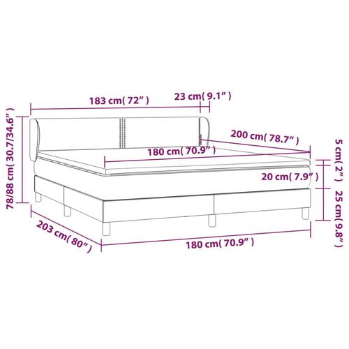 Kontinentalseng med madras 180x200 cm stof cremefarvet