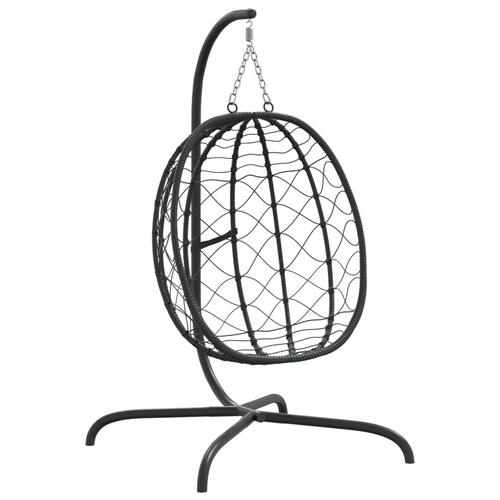 Hængestol med hynde polyrattan og stål gråbrun