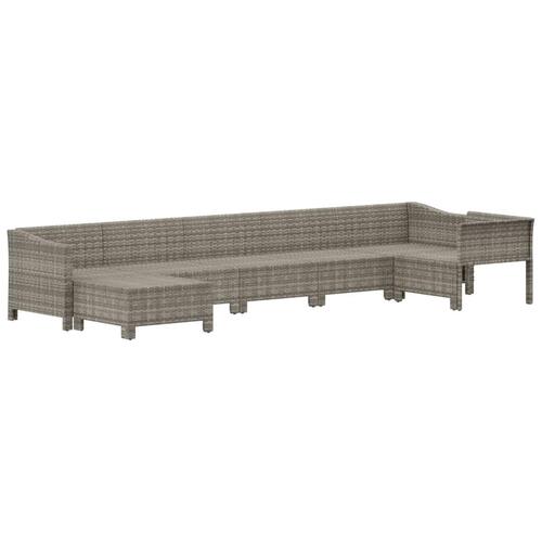 Loungesæt til haven 7 dele med hynder polyrattan grå
