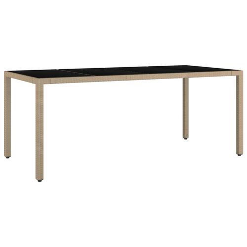 Havebord med glasbordplade polyrattan og hærdet glas beige