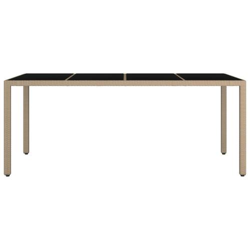 Havebord med glasbordplade polyrattan og hærdet glas beige