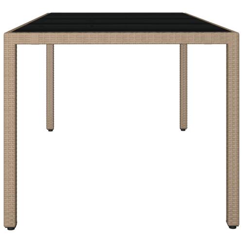 Havebord med glasbordplade polyrattan og hærdet glas beige