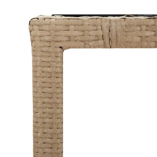 Havebord med glasbordplade polyrattan og hærdet glas beige