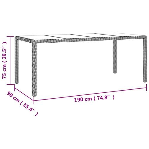Havebord med glasbordplade polyrattan og hærdet glas beige